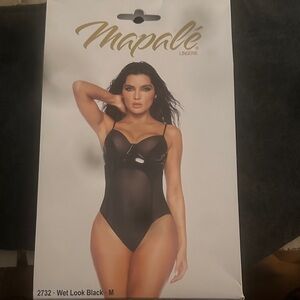 Mapalé Black Wet Look Bodysuit